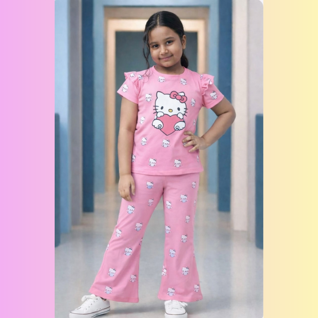 Girls Hello Kitty T-Shirt & Wide Leg Pants Set | Kids 2 Piece Outfit