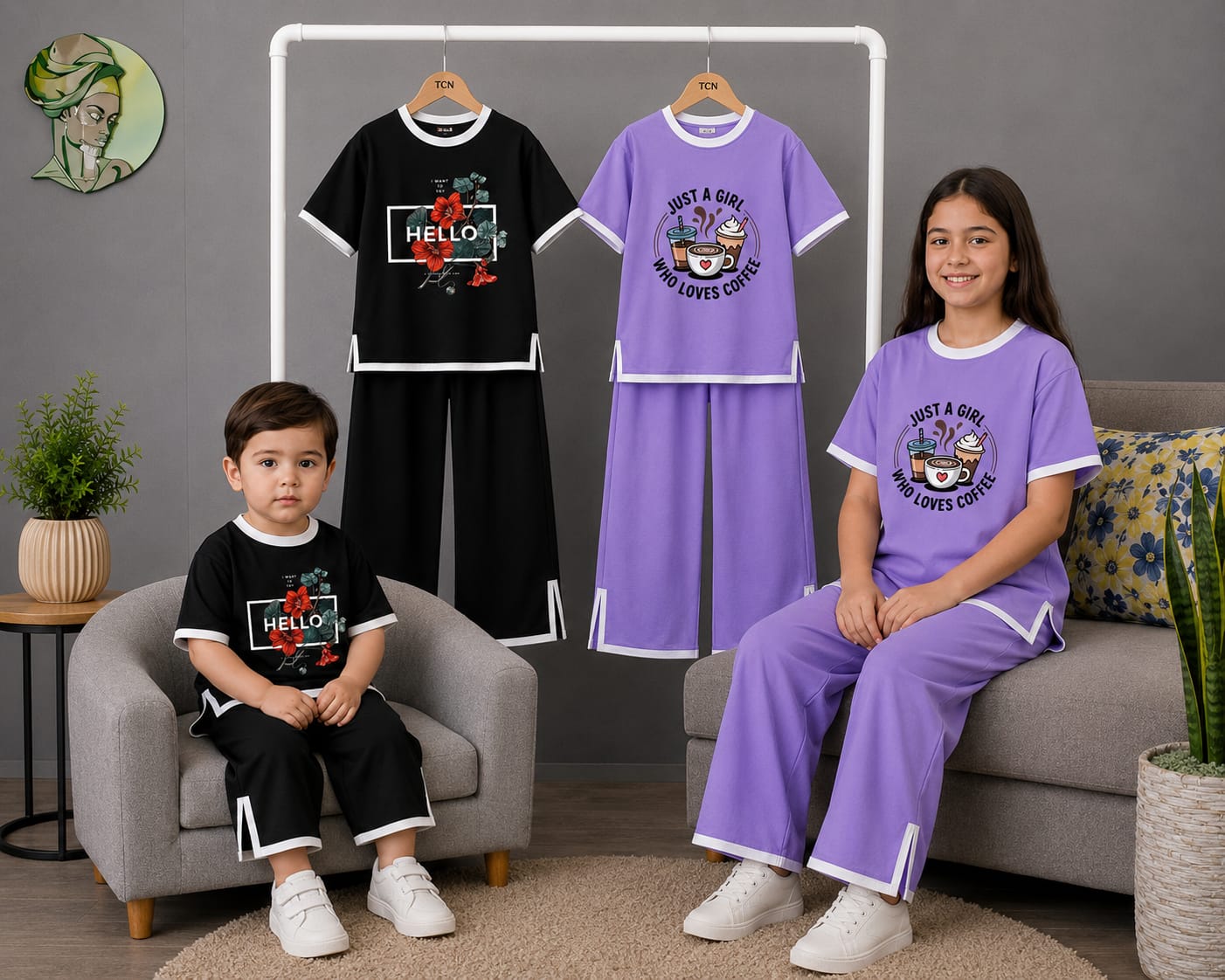 Baby & Kids 2pcs Printed T-shirt & Full Pant