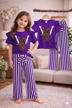 Bani Purple 2pcs Printed T-shirt & Full Pant