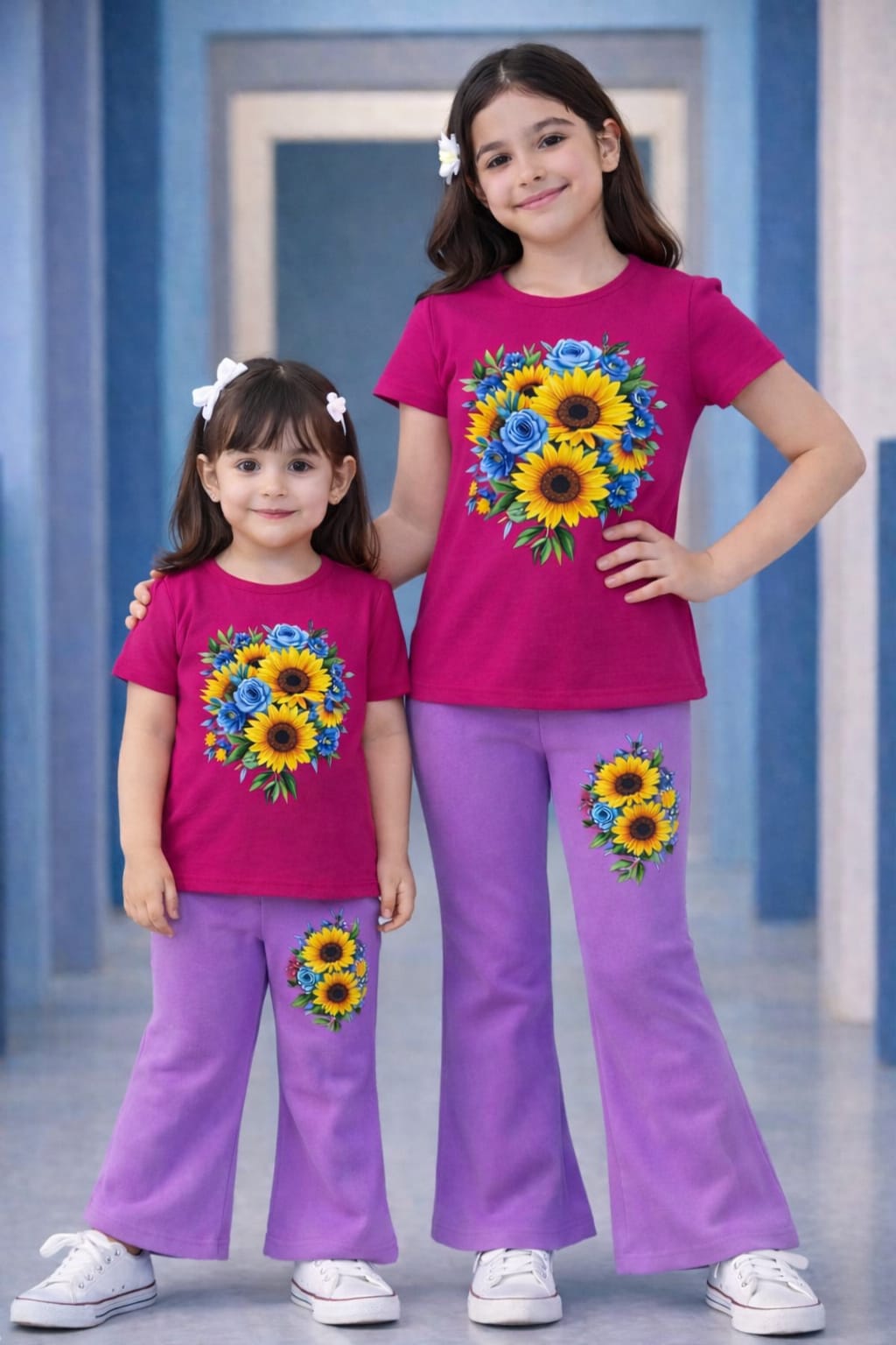 3d Rani T-Shirt & Striped Wide-Leg Pants Set
