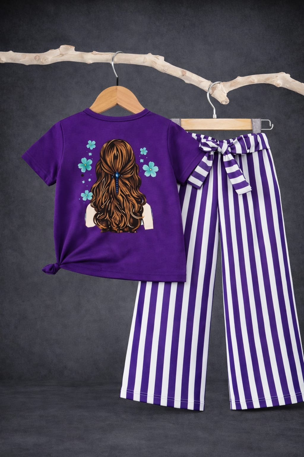 Bani Purple 2pcs Printed T-shirt & Full Pant