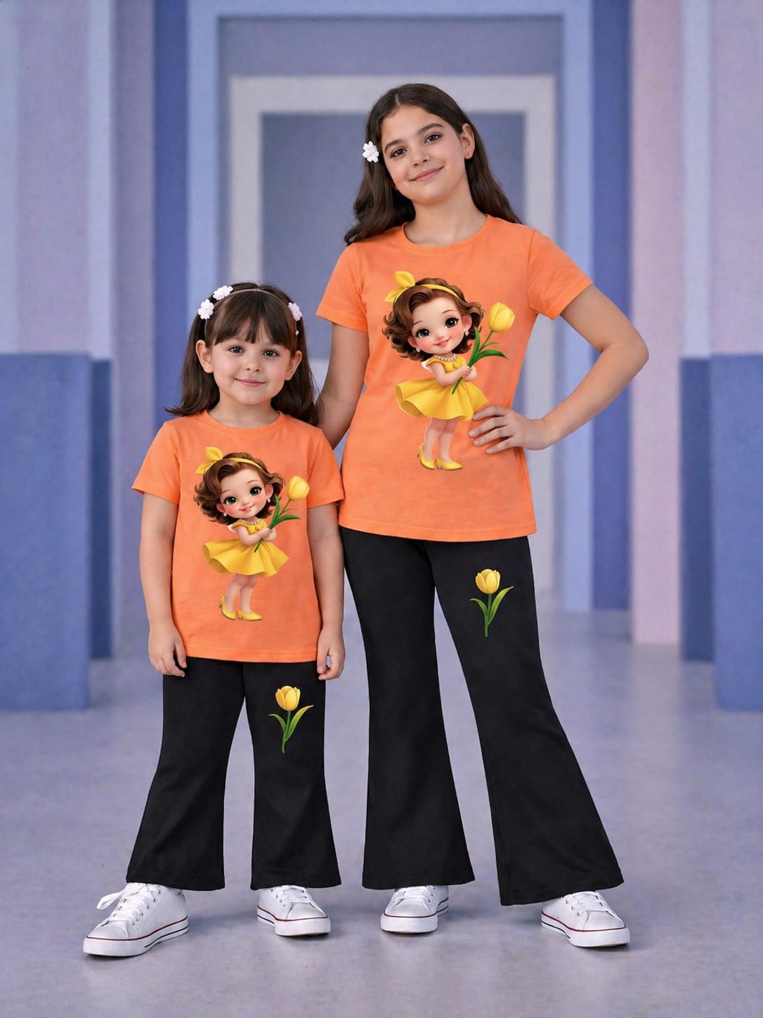 3d Bangi T-Shirt & Striped Wide-Leg Pants Set