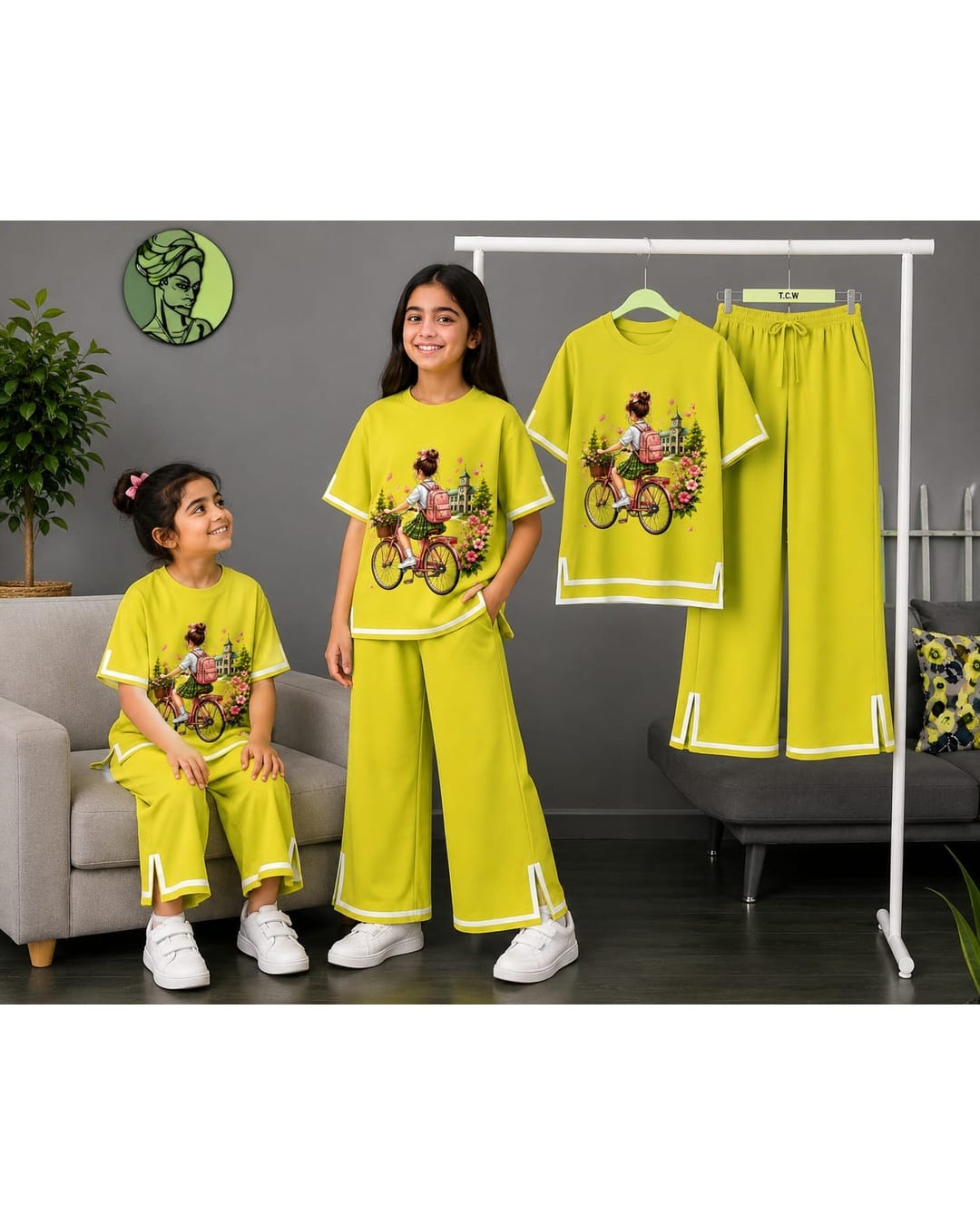 Fara 2pcs Printed T-shirt & Full Pant