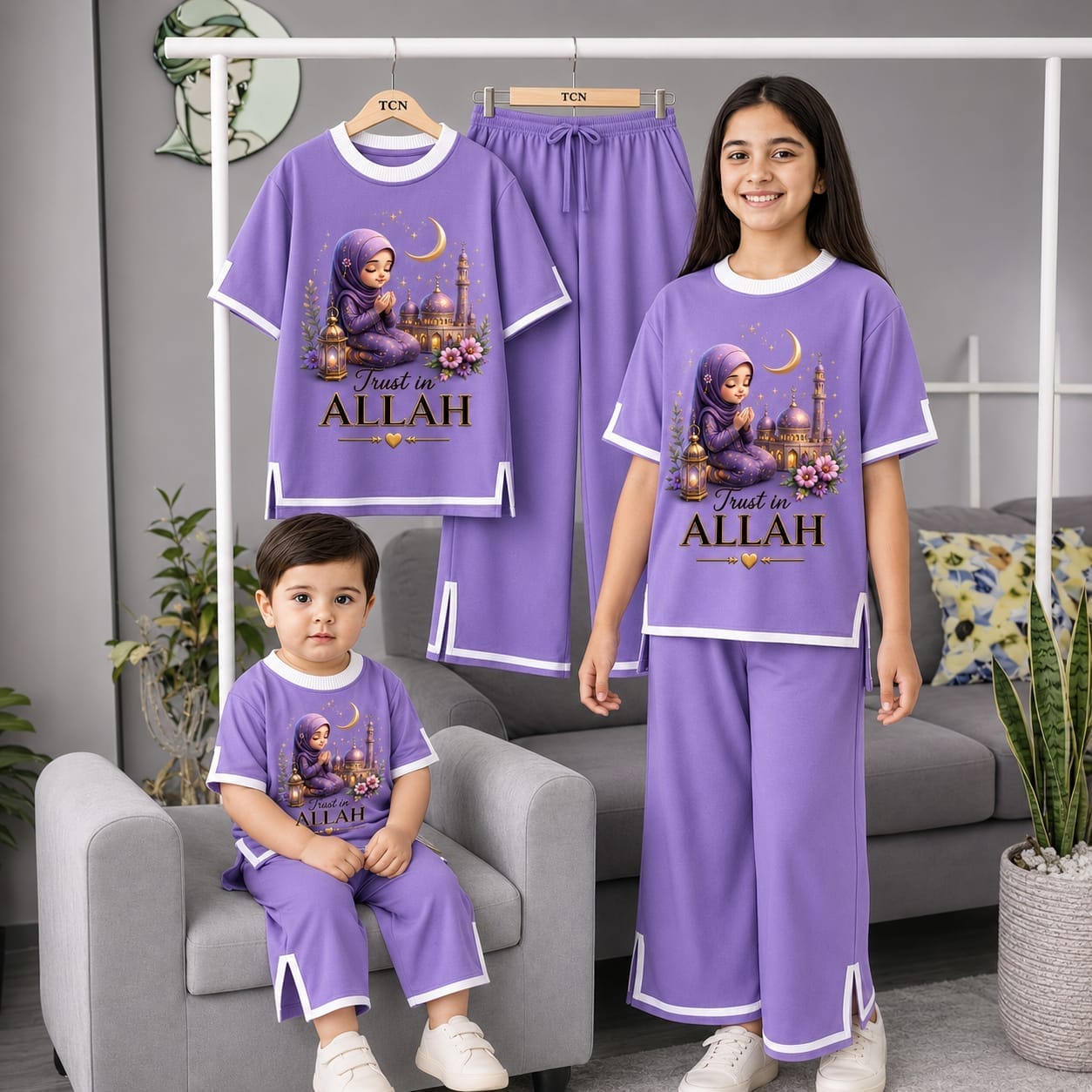 Fara 2pcs Printed T-shirt & Full Pant