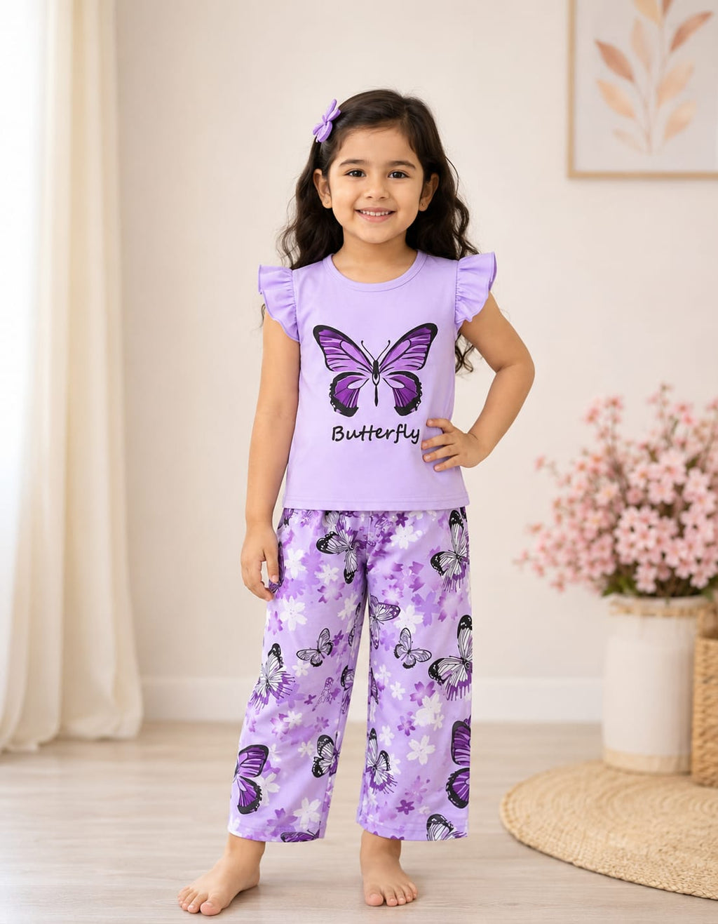 pharfal  T-Shirt & Striped Wide-Leg Pants Set