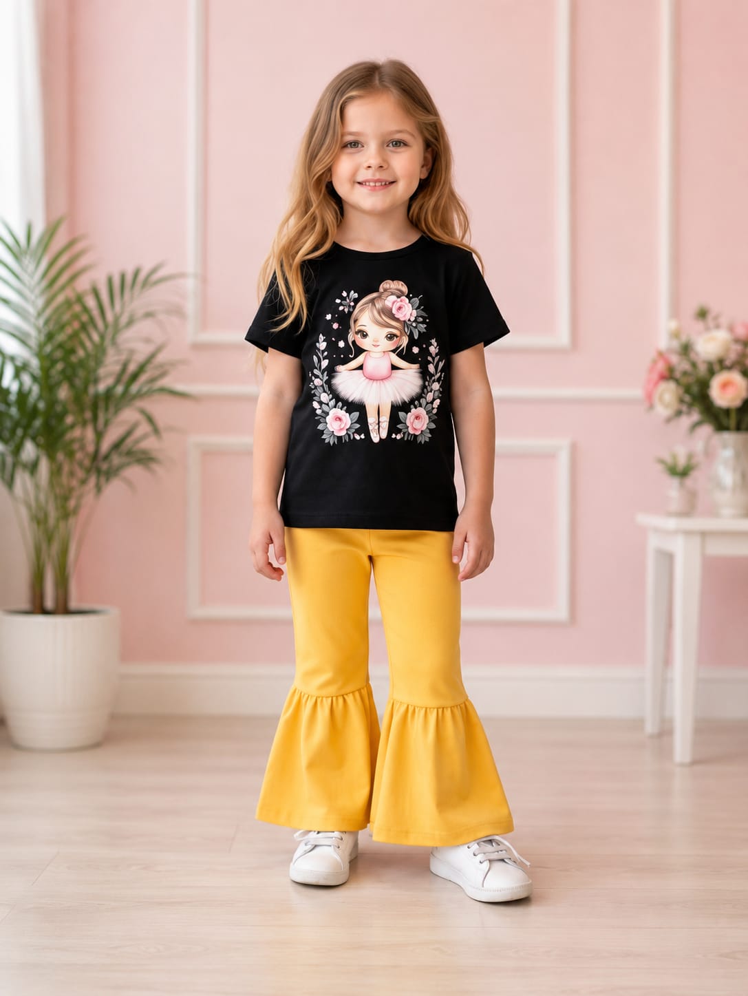 Baby black Printed T-shirt & Full Pant
