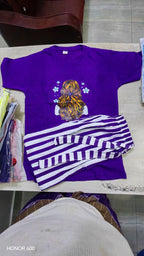 Bani Purple 2pcs Printed T-shirt & Full Pant
