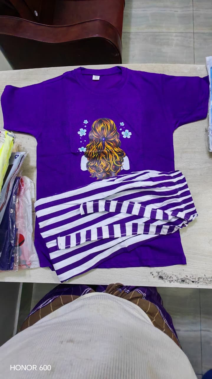Bani Purple 2pcs Printed T-shirt & Full Pant