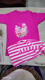 bani pink 2pcs Printed T-shirt & Full Pant