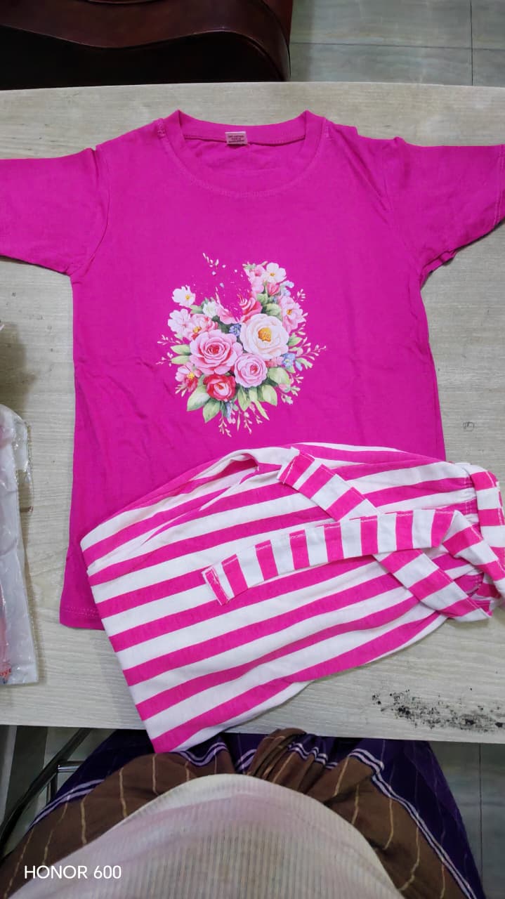 bani pink 2pcs Printed T-shirt & Full Pant