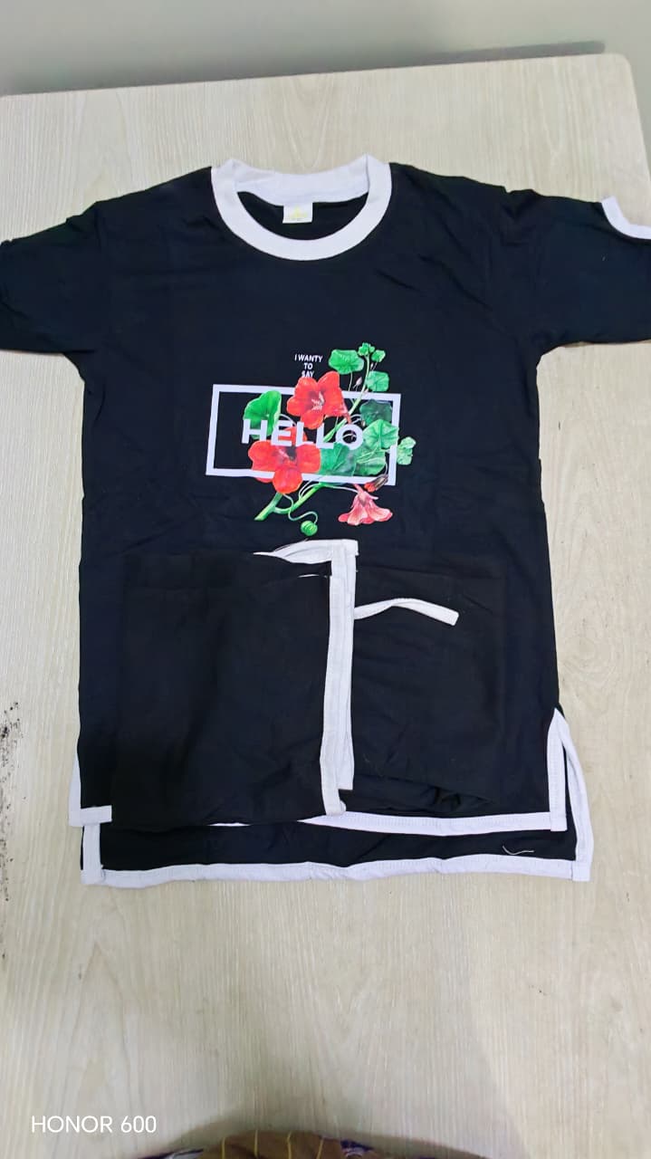 Fara black 2pcs Printed T-shirt & Full Pant