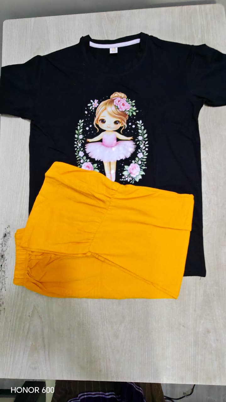 Baby black Printed T-shirt & Full Pant